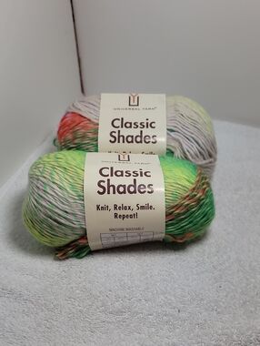 Universal Yarn Classic Shades Multicolor Yarn - Green, Yellow, Pink 2 Skeins NWT